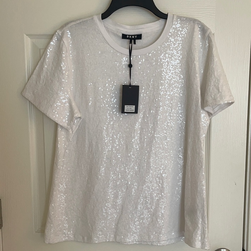 Women’s DKNY White Sequin Top